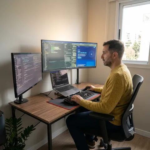 Luis Mender trabajando